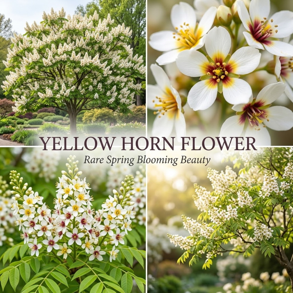 10 Pcs Yellowhorn Bush Seeds, Non-GMO Heirloom Ornamental Tree Seeds for Planting, Low Maintenance Striking White Flowers for Gardens