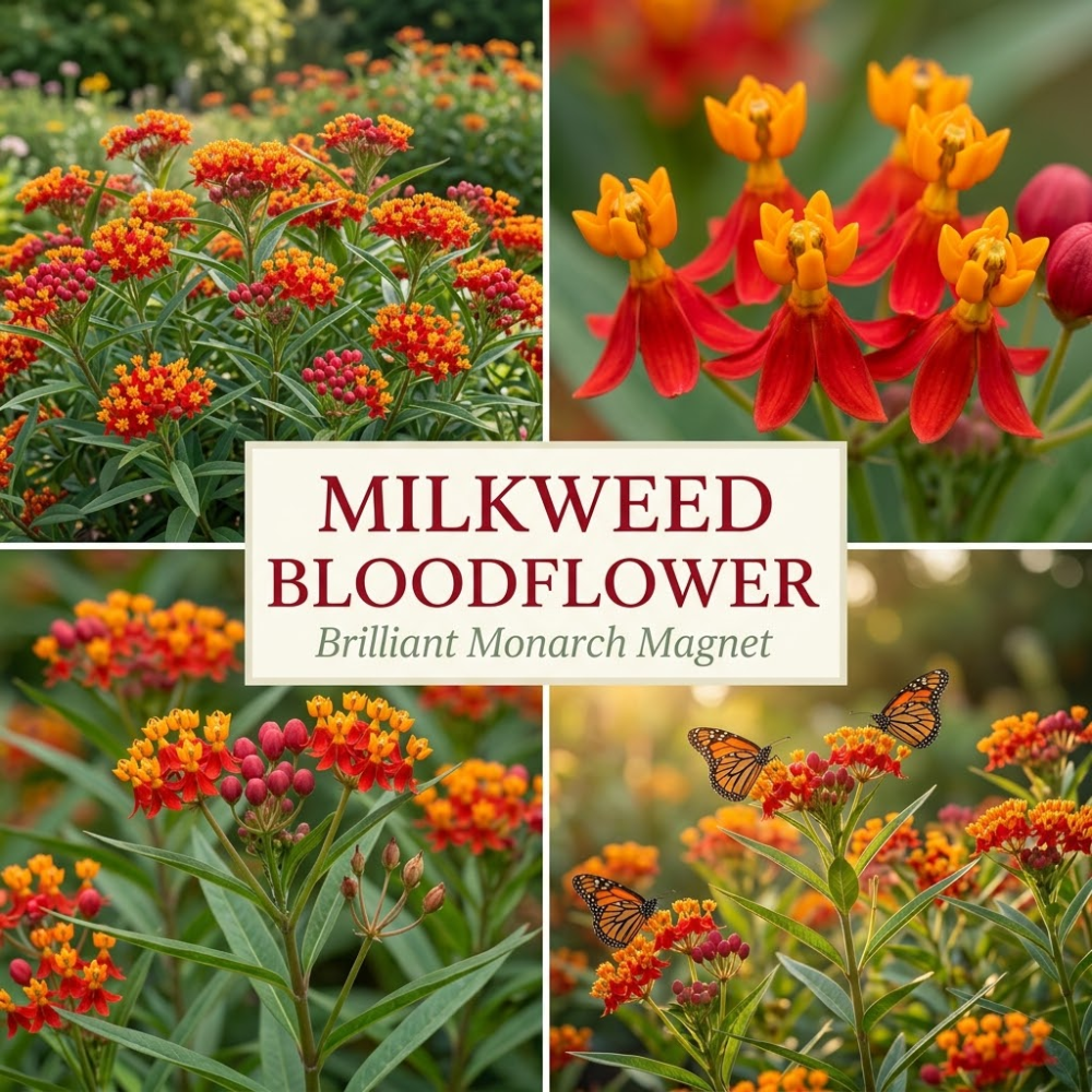 100 Pcs Non-GMO Blood Flower Milkweed Seeds, Heirloom Tropical Floral for Planting, Fast-Growing Plants for Bright Sunlit Gardens