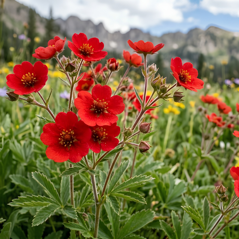 400 Pcs Scarlet Cinquefoil Seeds for Planting Outdoors, Grow Robust, Easy to Care Vibrant Red Flowers with Strawberry Foliage for Wildflower Meadows