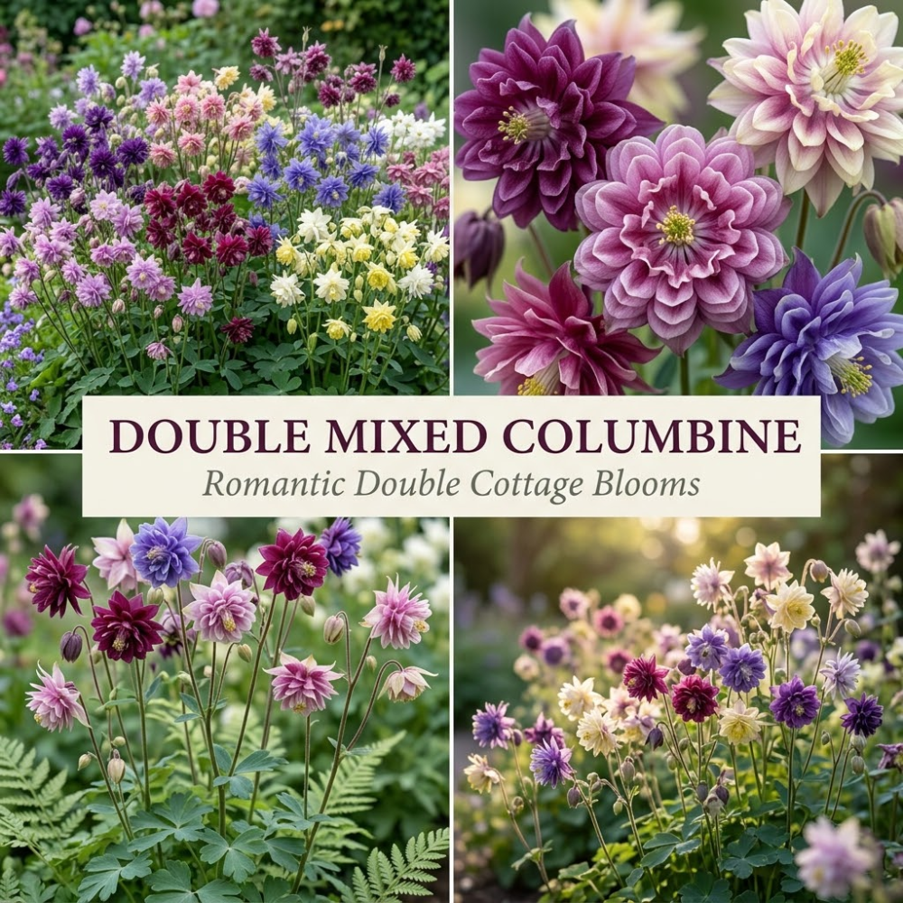 200 Pcs Columbine Seeds, High Germination Double Mix for Planting, Robust Low Maintenance Striking Ruffled Flowers for Yard Borders