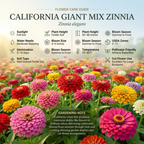 100 Zinnia Seeds, Heirloom California Giant Mix for Planting, Robust Low Maintenance Tall Flowers for Sunlit Yard Borders