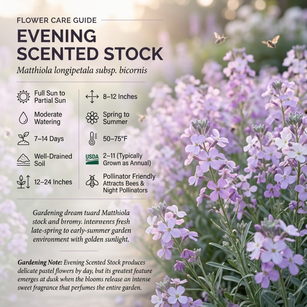 5000 Pcs Evening Scented Stock Seeds, Heirloom Matthiola Longipetala for Planting, Fast-Growing Aromatic Plants for Moon Gardens