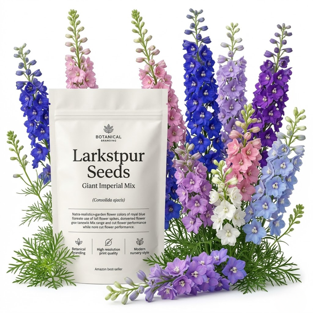 500 Larkspur Imperial Seeds, High Germination Giant Imperial Mix for Planting, Low Maintenance Tall Flowers for Sunlit Yard Borders