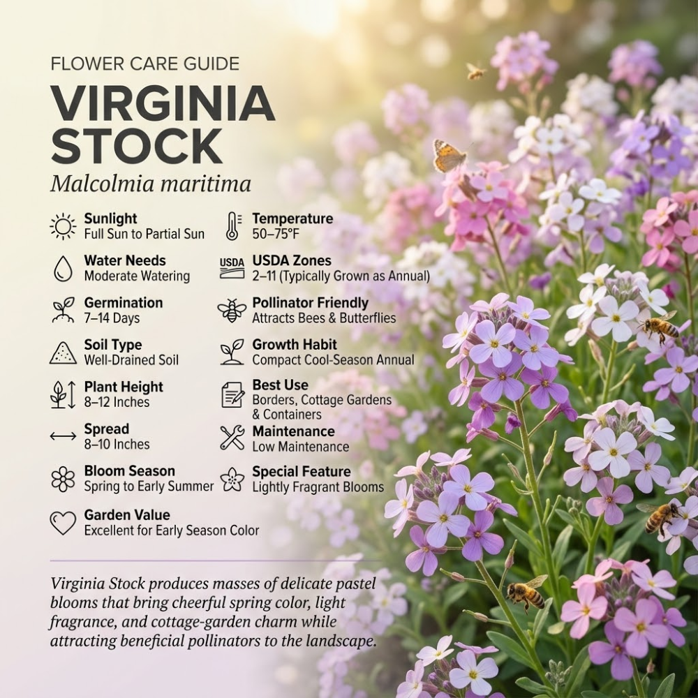 2000 Pcs Virginia Stock Seeds, Heirloom Wildflower for Planting, Fast-Growing Aromatic Plants for Bright Sunlit Gardens