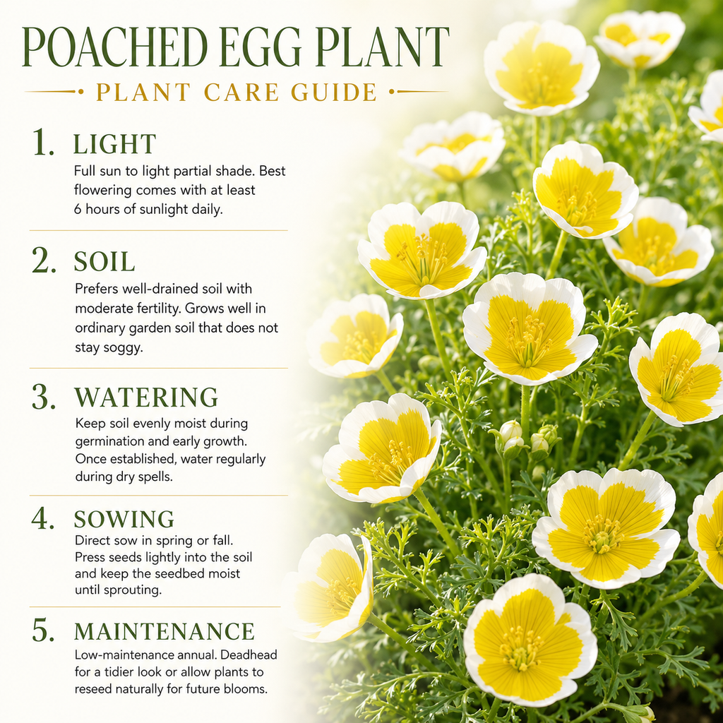 120 Pcs Poached Egg Plant Seeds, Easy to Grow, Meadowfoam Seeds, Ideal for Gardens, Borders & Pathways