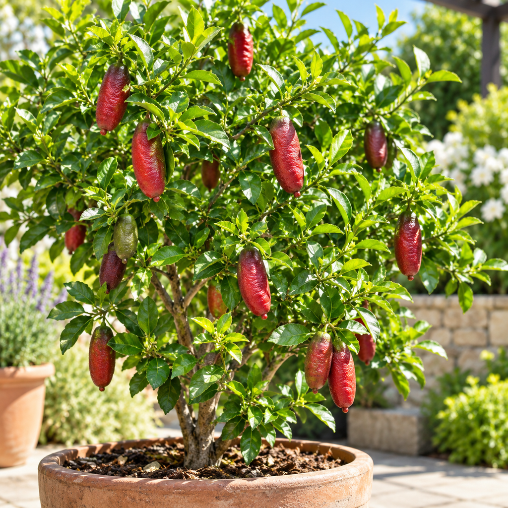 Red Finger Lime Trees Live Plants | 1 Gallon Live Potted Citrus Tree | Citrusy Juicy Fruit for Cooking, Juicing & Home Gardening (No Ship to CA,HI,AK)