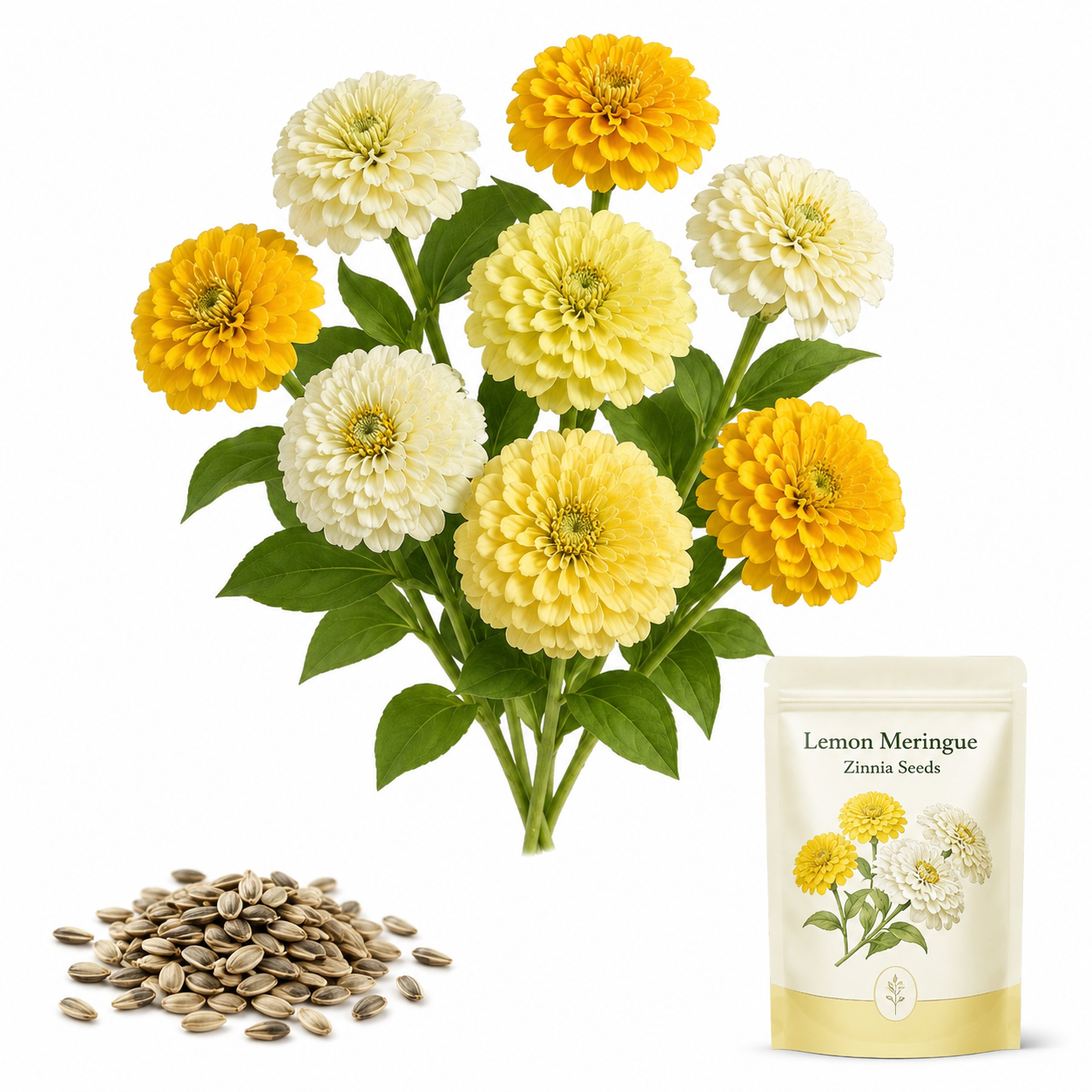 300 Blueberry Cheesecake Zinnia Seeds Mix, Non-GMO Wildflower Seeds, Charming Pastel Purple Cream Accent, Perfect Unique Seed Gift for Gardeners
