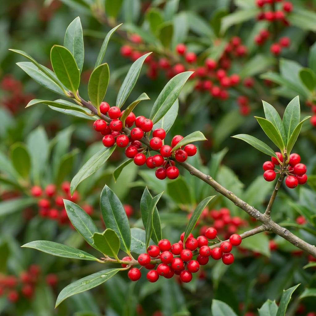 Needlepoint Holly Tree Live Plant, Small Size, Easy Care, Dense Evergreen Foliage, Hardy Privacy Hedge Plant for Backyard and Gardens