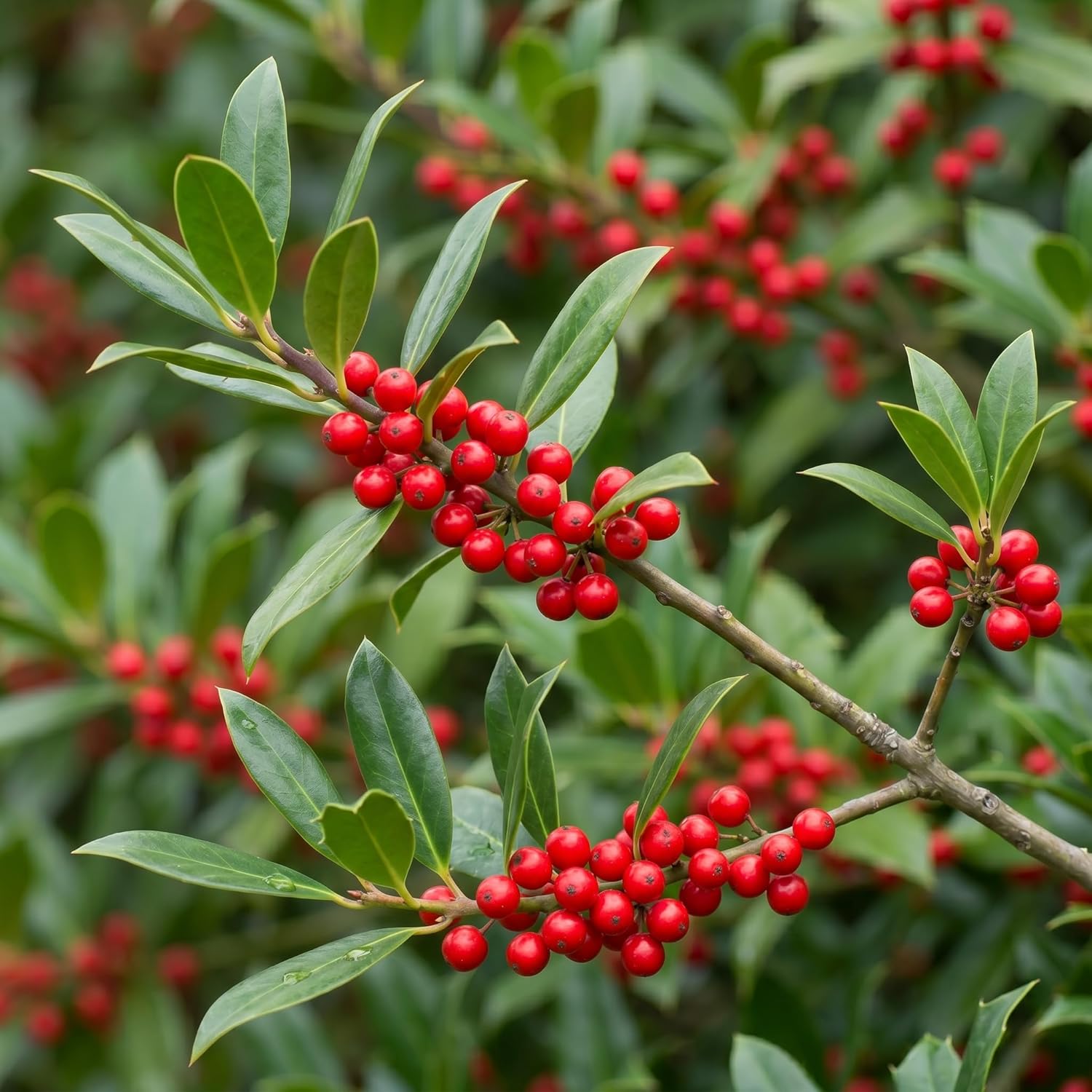 Needlepoint Holly Tree Live Plant, Small Size, Easy Care, Dense Evergreen Foliage, Hardy Privacy Hedge Plant for Backyard and Gardens