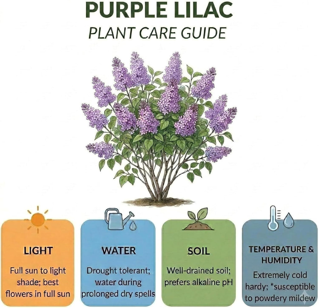 Purple Lilac Bush Tree, 1 Quart Pot Starter Plant, Cold Hardy, Low Maintenance, Fragrant Lilac Tree Ready to Plant for Outdoor Garden