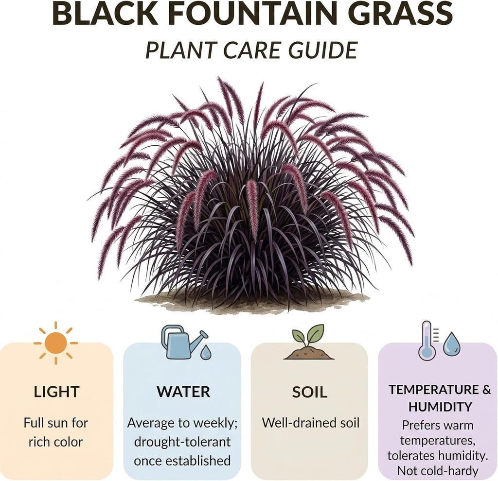 2 Black Fountain Grass Live Plant, 4 Inch Tall Fountain Grass, Low Maintenance, Fast Growing Perennial Ornamental Grasses for Gardens