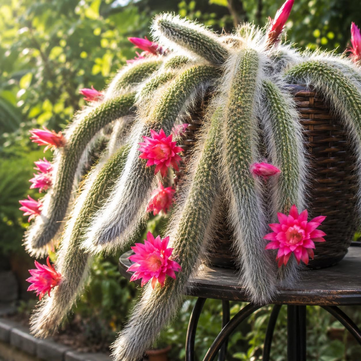 2 Live Monkey Tail Cactus, 2" Potted Plant, Easy Care Indoor Greenery, Decorative Long Trailing Cactus for Shelves and Bright Spaces