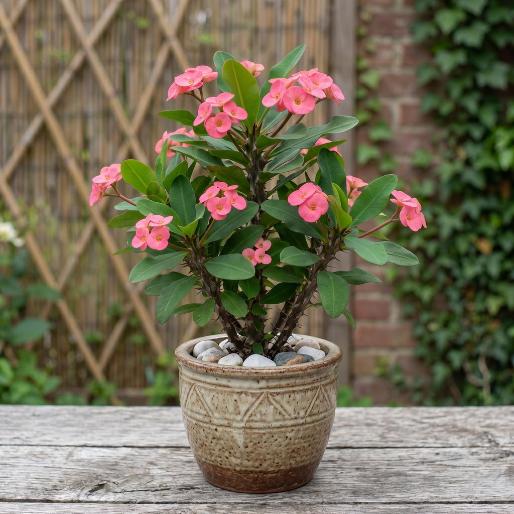 2-Plant Set Pink Euphorbia Milii Live Plant | Crown of Thorns Houseplant | 4 to 8 Inch Tall, Easy to Grow Indoor or Outdoor Decorative Plant, Home Office, Patio Garden