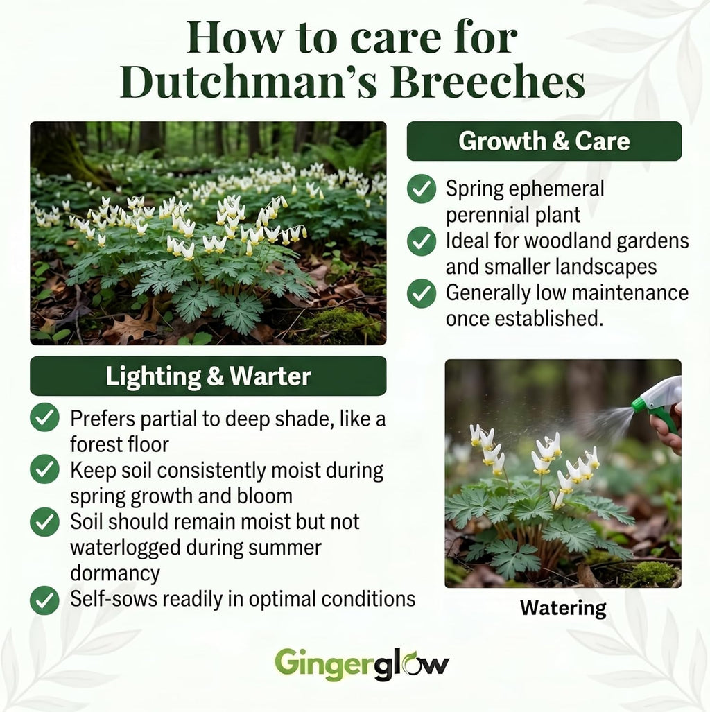 5 Dutchman’s Breeches Bare Root Plant, Dicentra cucullaria, Low Maintenance, East to Grow, Cold Hardy, Shade-Loving Perennial for Woodland Gardens & Landscapes