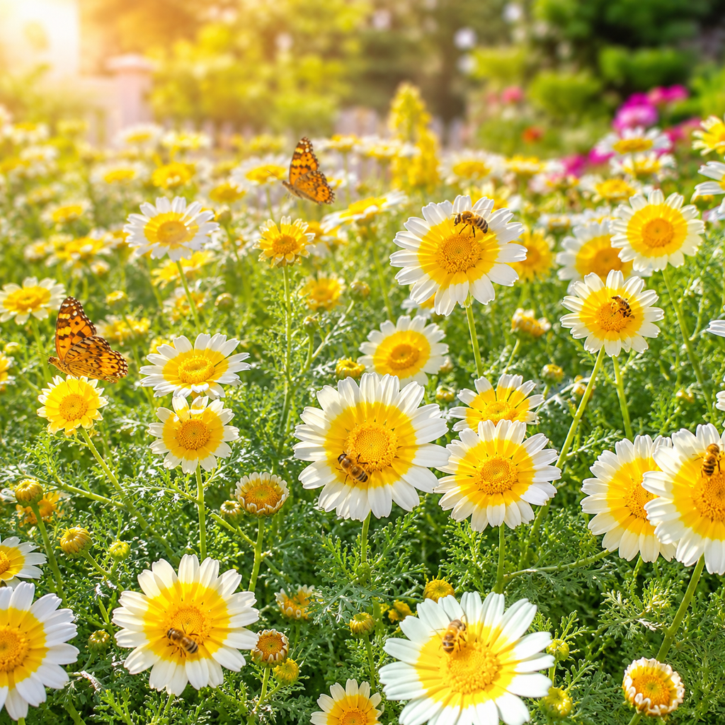 1500 Garland Daisy Seeds, Heirloom, Easy to Grow, Non-GMO Fast Growing Crown Daisy, Prolific Cut-and-Come-Again Edible Flower Bush, for Pots and Veggie Patches