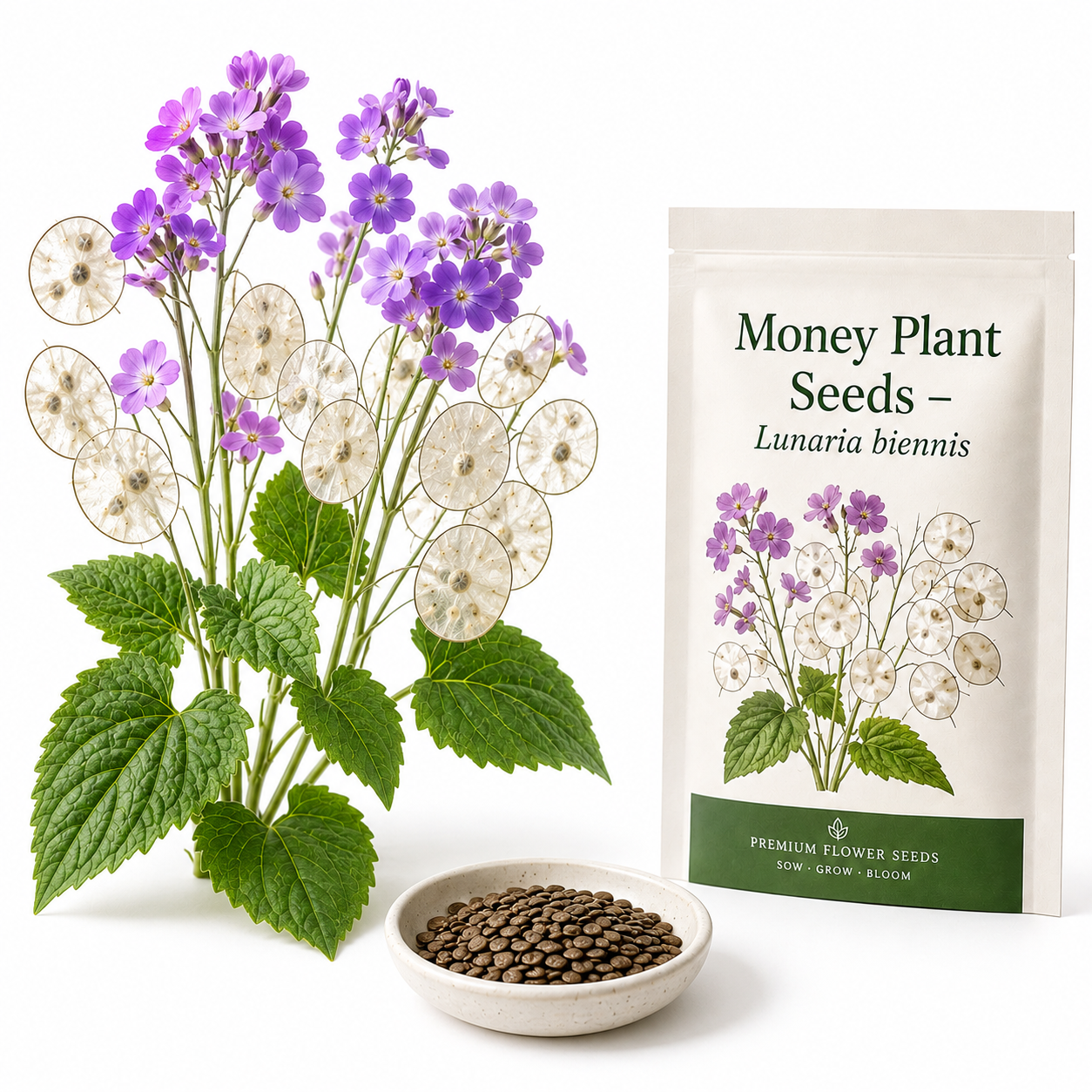 100 Money Plant Seeds, Non GMO Lunaria biennis Seeds, Fast Growing, High-Yield Honesty Plant, Silver Dollar Honesty Pods, for Borders, Patios & Gardens