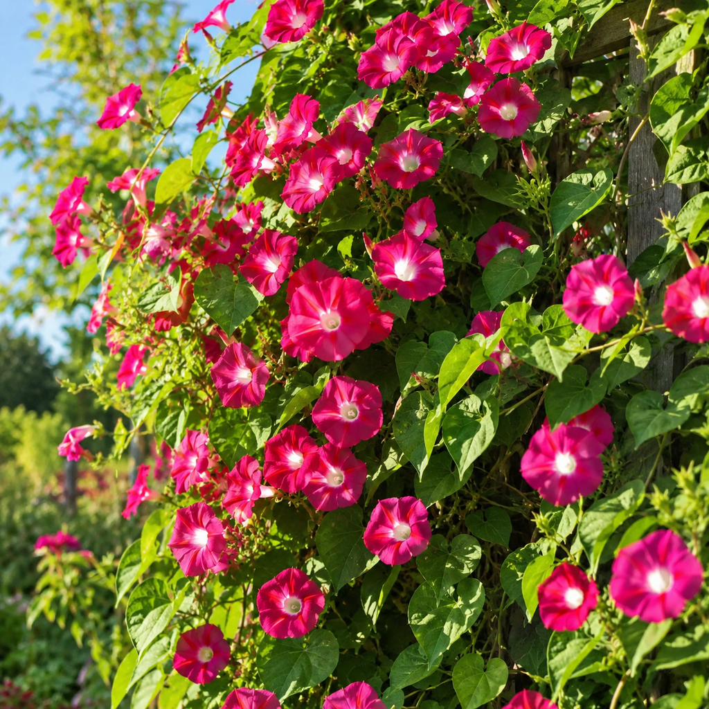 150 Scarlet O Hara Morning Glory Seeds for Planting, Non GMO, Heirloom, Crimson Red Climbing Blooms, Vine Flower Seeds for Gardens Accent, Borders & Fence