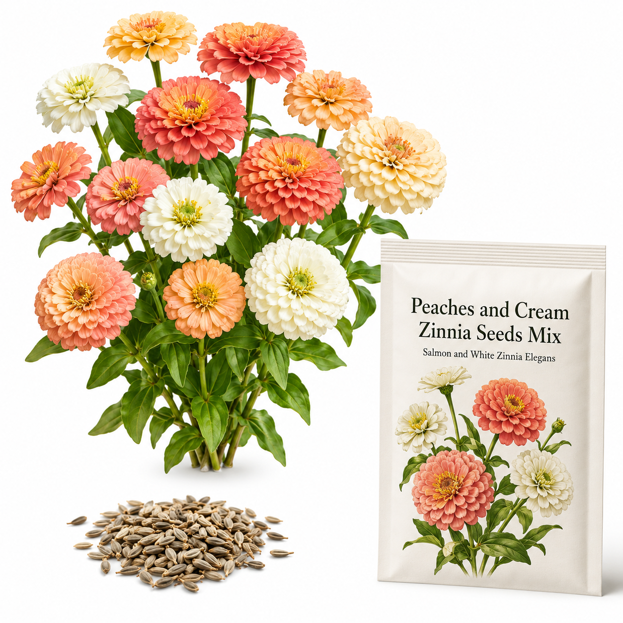 300 Blueberry Cheesecake Zinnia Seeds Mix, Non-GMO Wildflower Seeds, Charming Pastel Purple Cream Accent, Perfect Unique Seed Gift for Gardeners