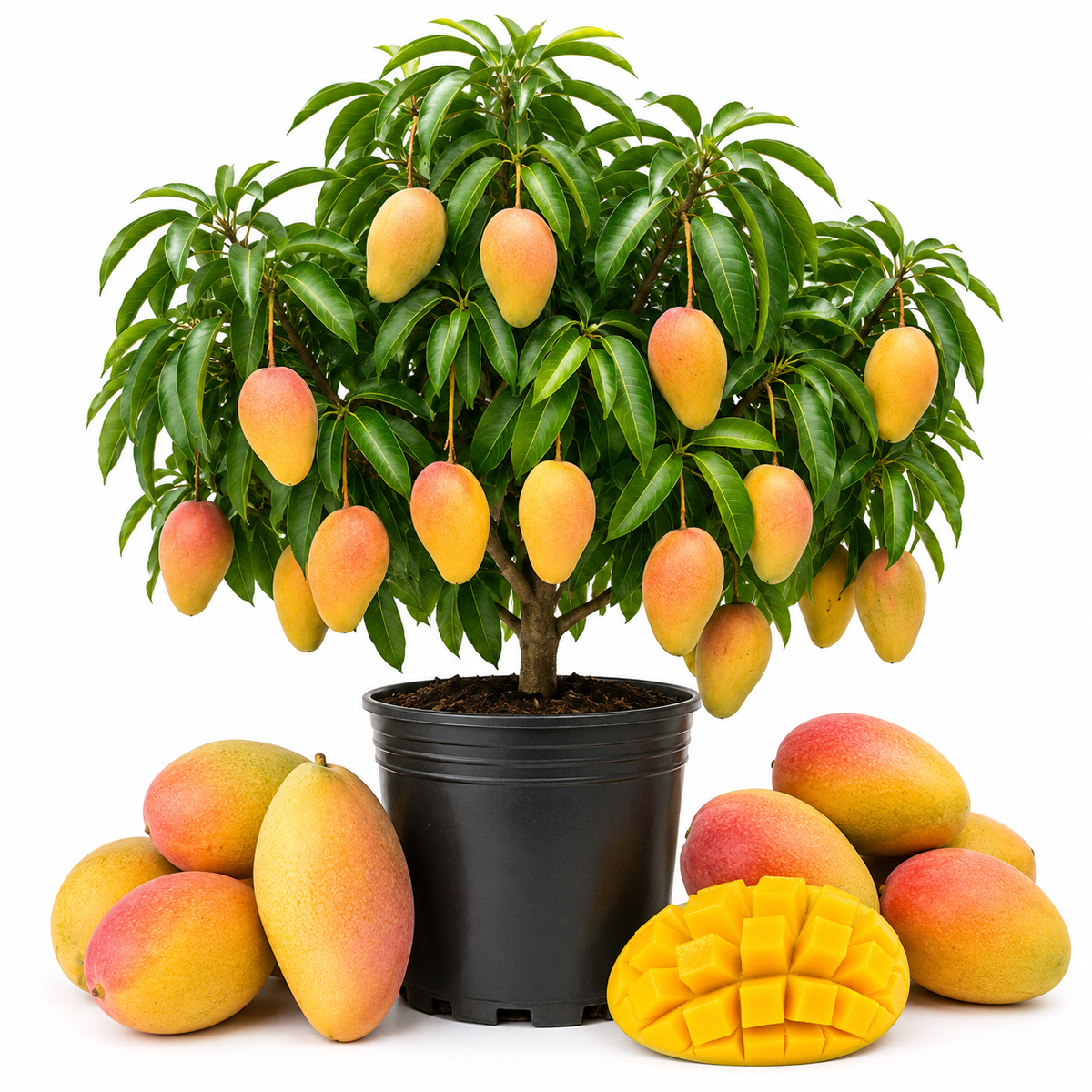 Valencia Pride Mango Tree Live Plant | 2.5–3 Ft Tropical Fruit Tree for Planting | Sweet, Low-Fiber Mango Variety for Home Gardens (No Ship to CA, HI, AK)