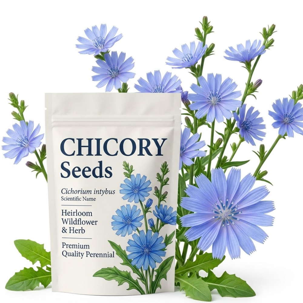 600 Pcs Chicory Seeds for Planting, Cold-Hardy Non-GMO Floral Blooms for Outdoor Gardens, Sturdy Growth with Striking Colors