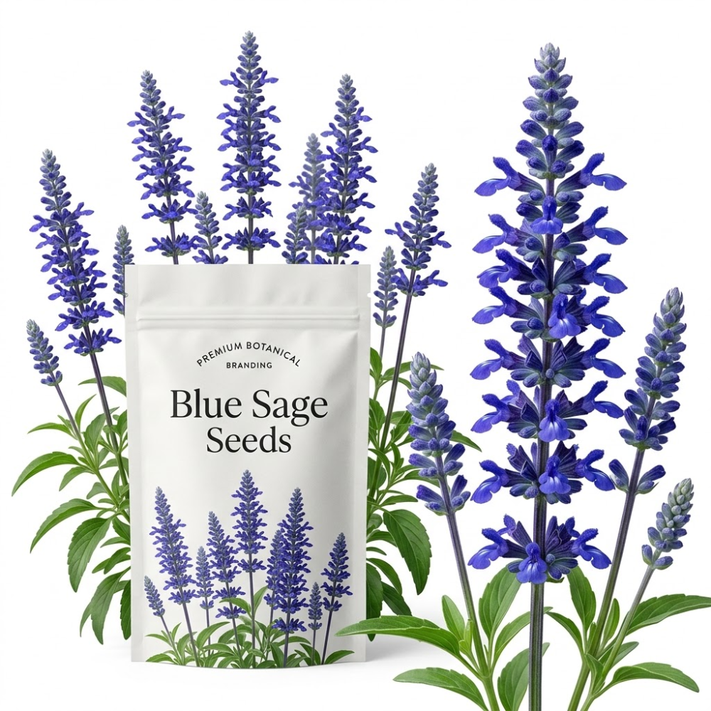 200 Pcs Blue Sage Seeds, Heirloom Fragrant Flowers for Planting, Fast-Growing Upright Plants for Bright Sunlit Gardens