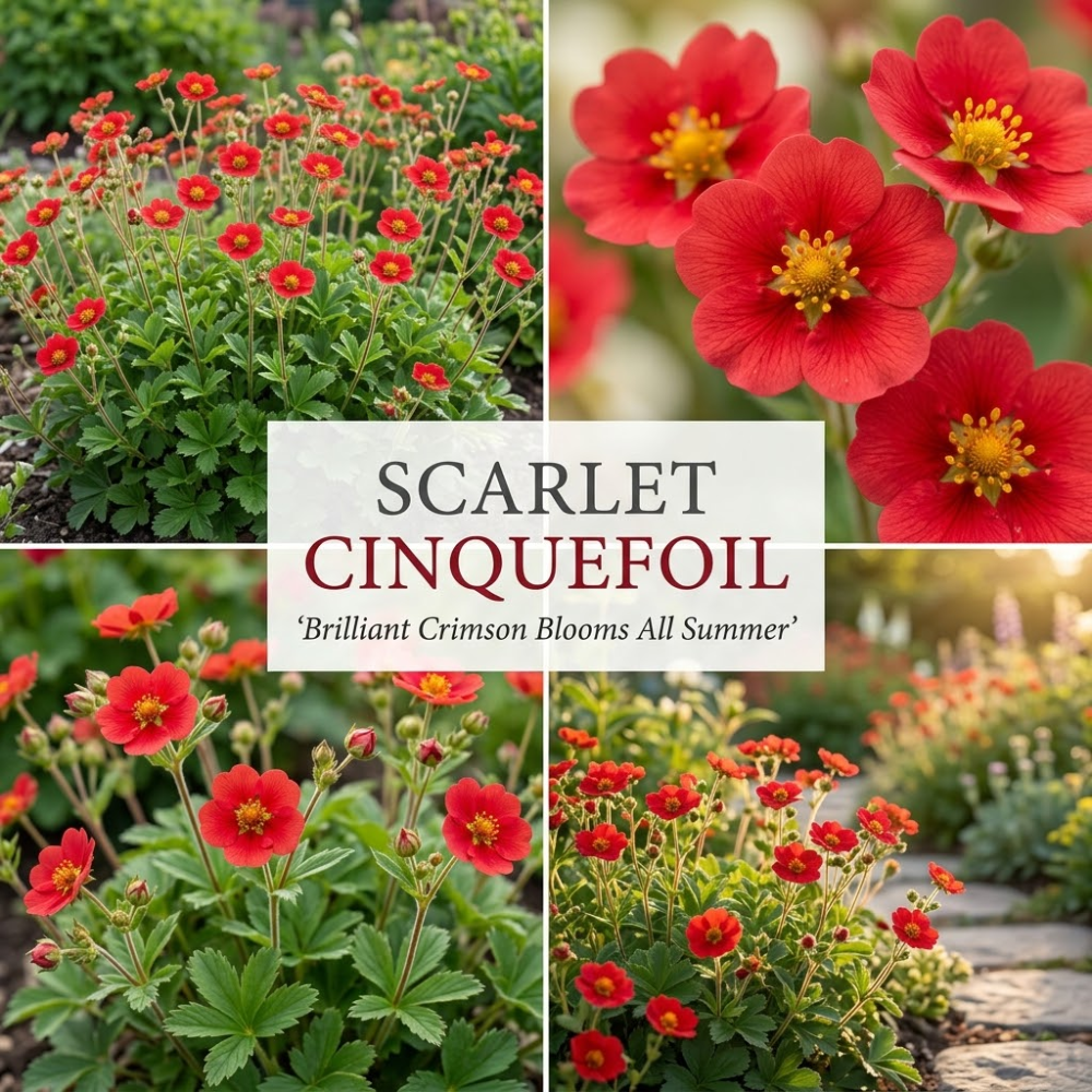 400 Pcs Scarlet Cinquefoil Seeds for Planting Outdoors, Grow Robust, Easy to Care Vibrant Red Flowers with Strawberry Foliage for Wildflower Meadows