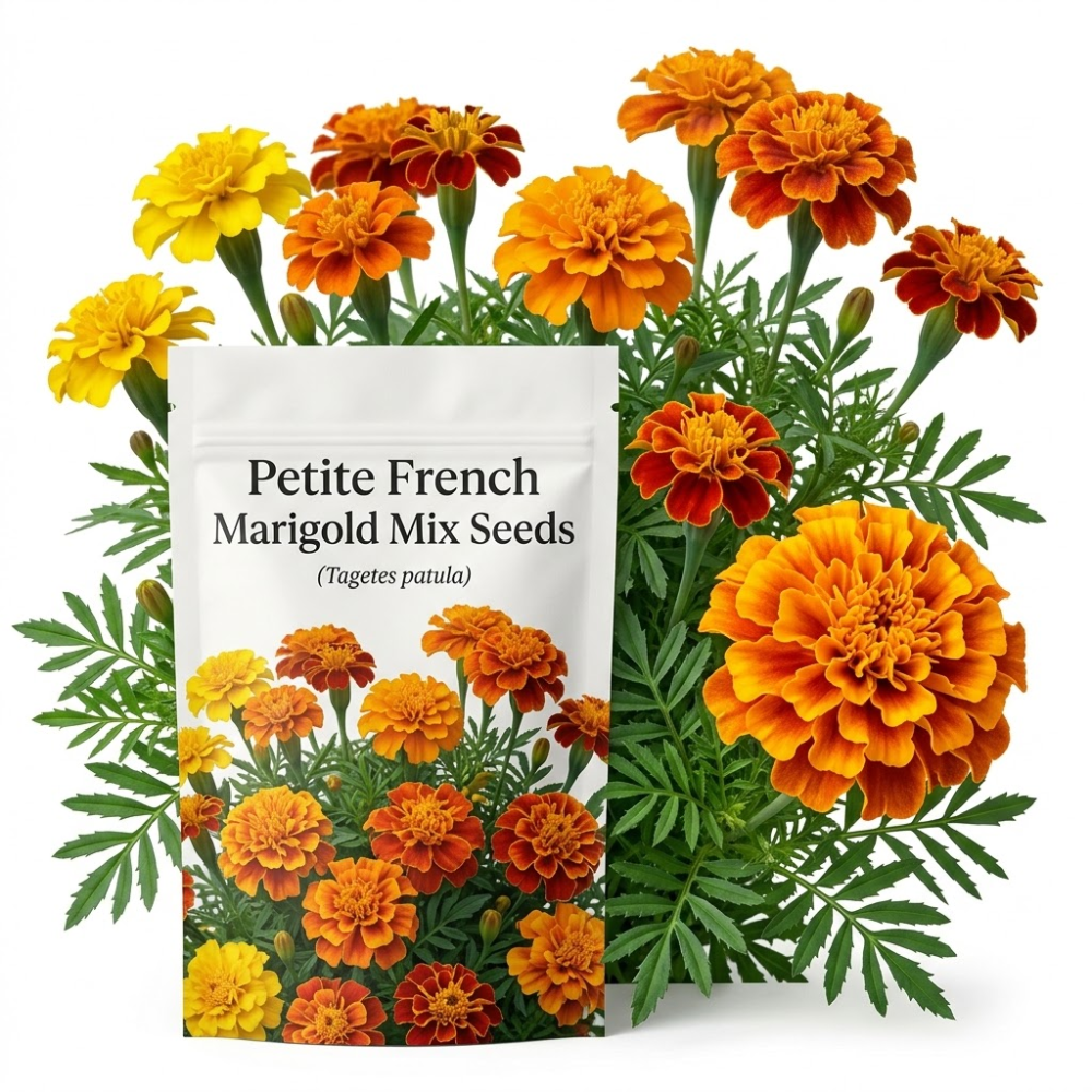 600 Pcs Petite French Marigold Seeds, Heirloom Tagetes Patula Mix for Planting, Fast-Growing Companion Flowers for Bright Sunlit Gardens