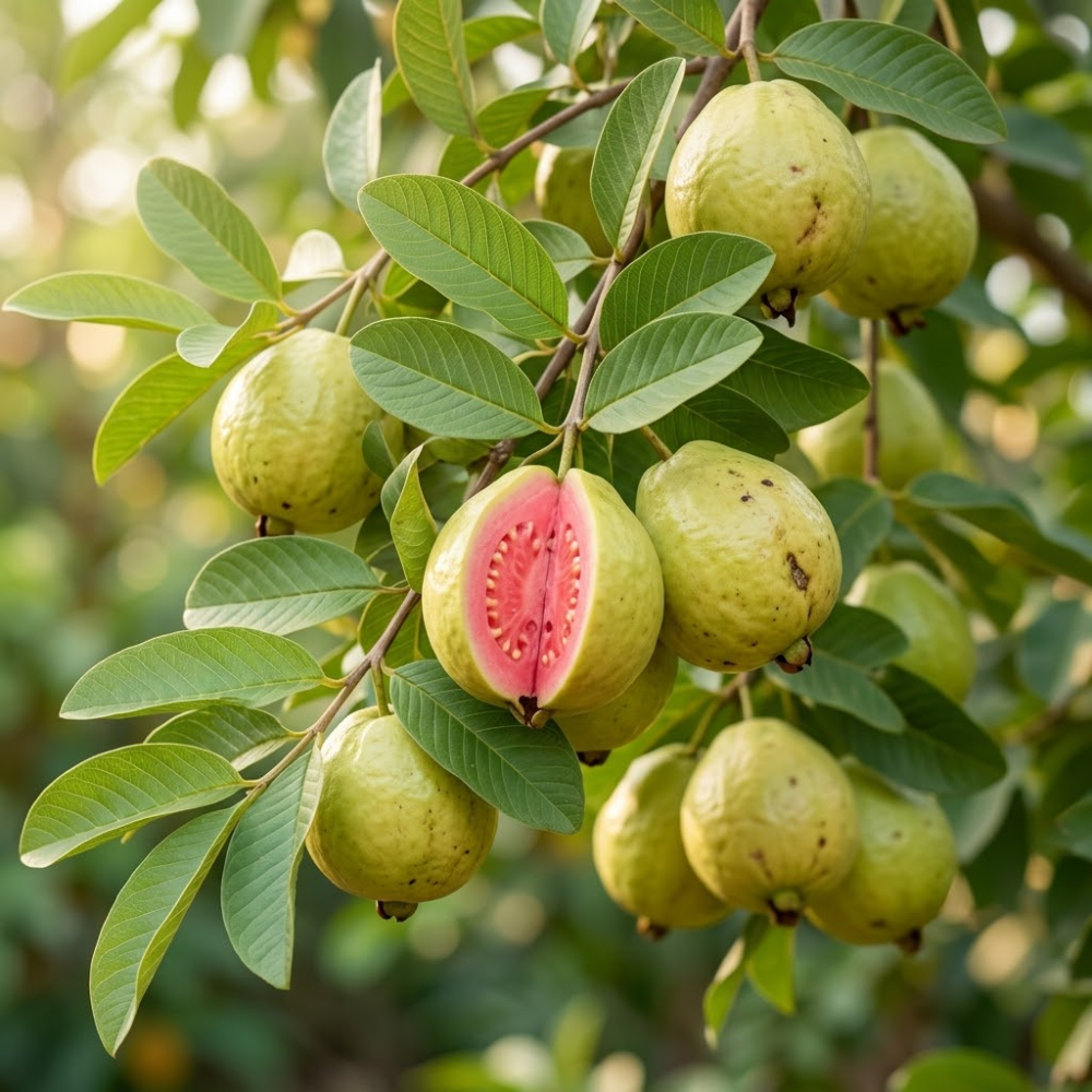 (No Ship to CA, HI, AK) Guava Tree Live Plant 3 Ft Tall - 3 Gallon Pot | Ruby Guava Tree with Fragrant Blooms & Pink Fruit, Versatile Guava Plants Live for Planting