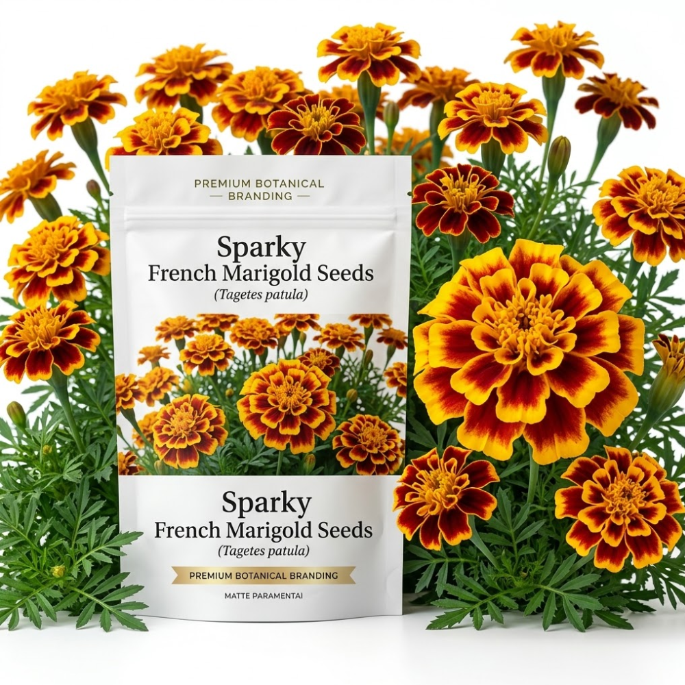 900 Pcs Sparky Marigold Seeds, Non-GMO Heirloom Flowers for Patios, Vigorous Growth, Low Maintenance Border Displays