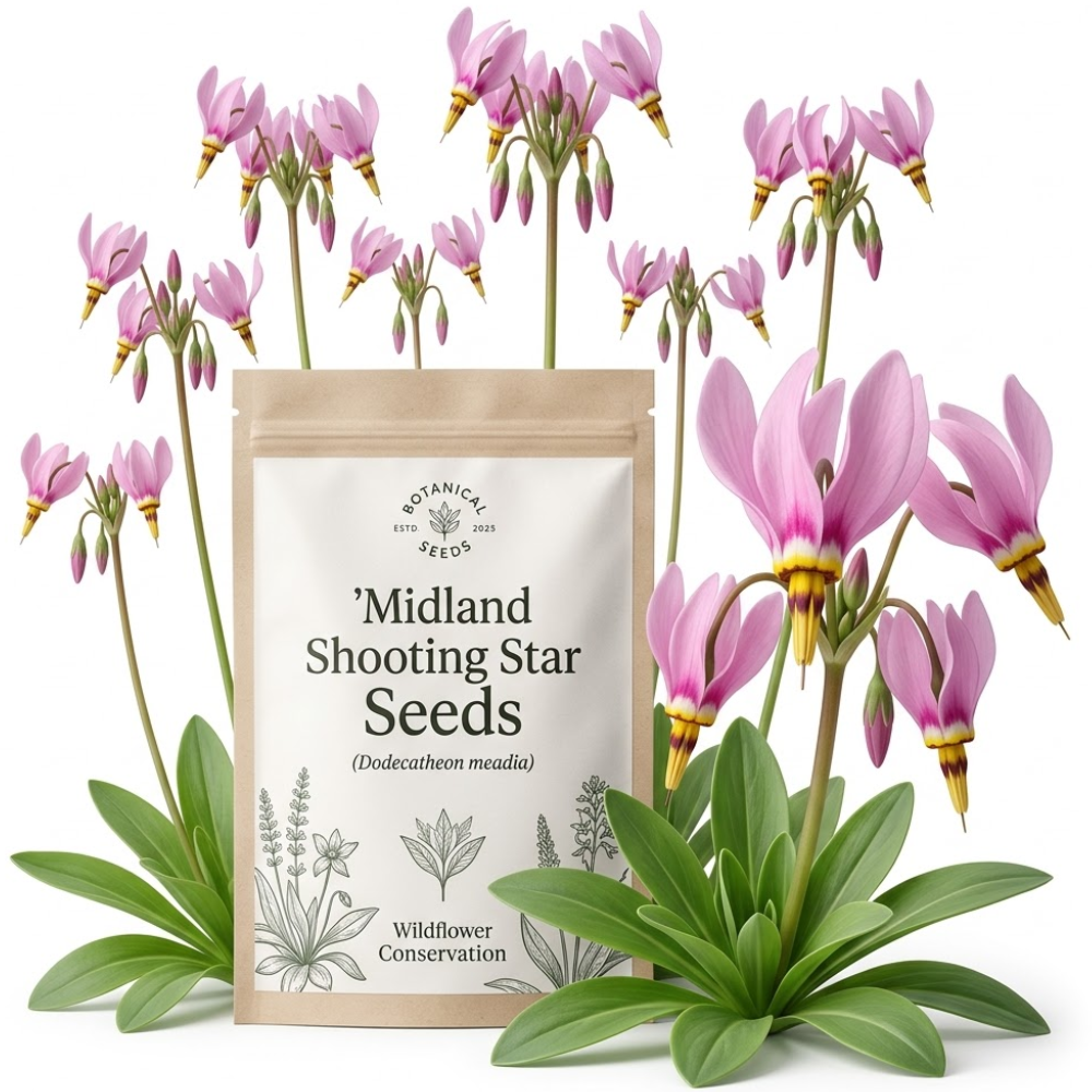 50 Pcs Midland Shooting Star Seeds, Vigorous Heirloom Native Spring Flowers for Planting, Fast-Growing Perennials for Partial Shade Landscapes
