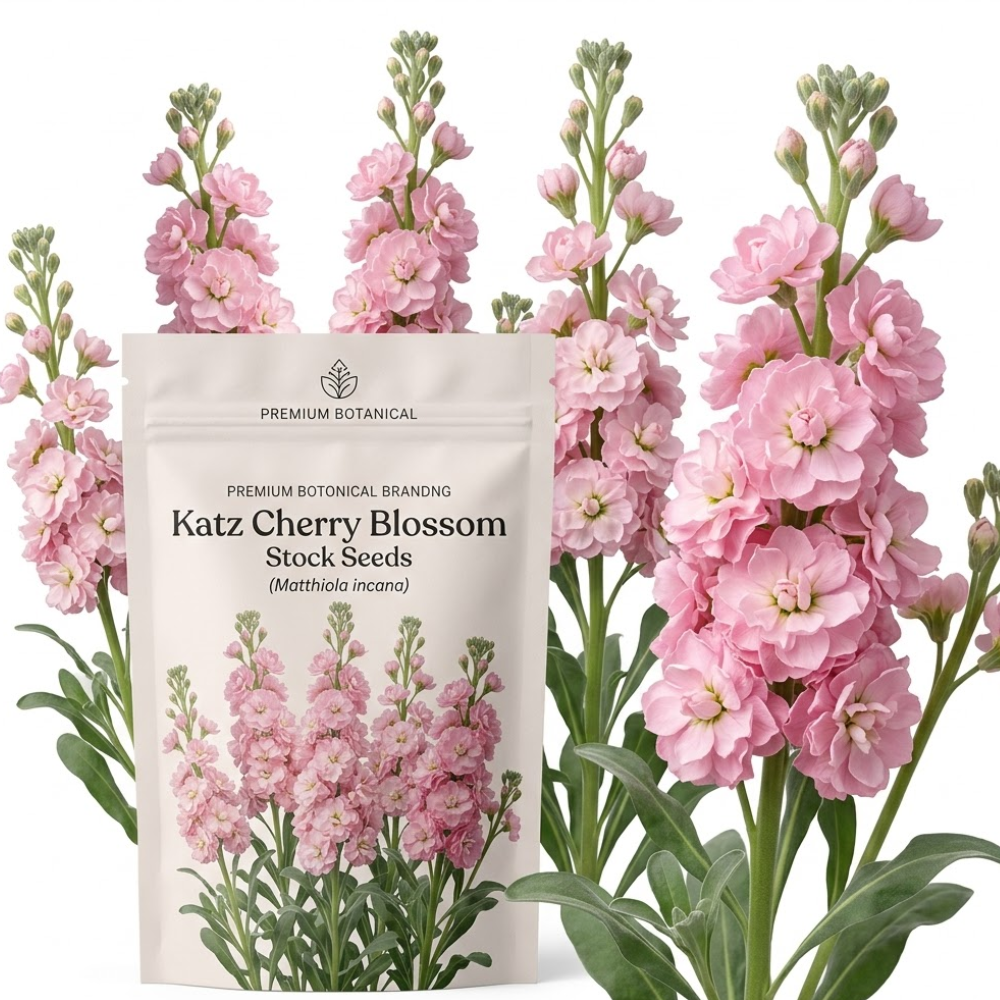 150 Pcs Katz Cherry Blossom Stock Seeds, Vigorous, Cold-Hardy Plants, Grow Robust Fragrant Pink Blooms for Outdoor Landscapes