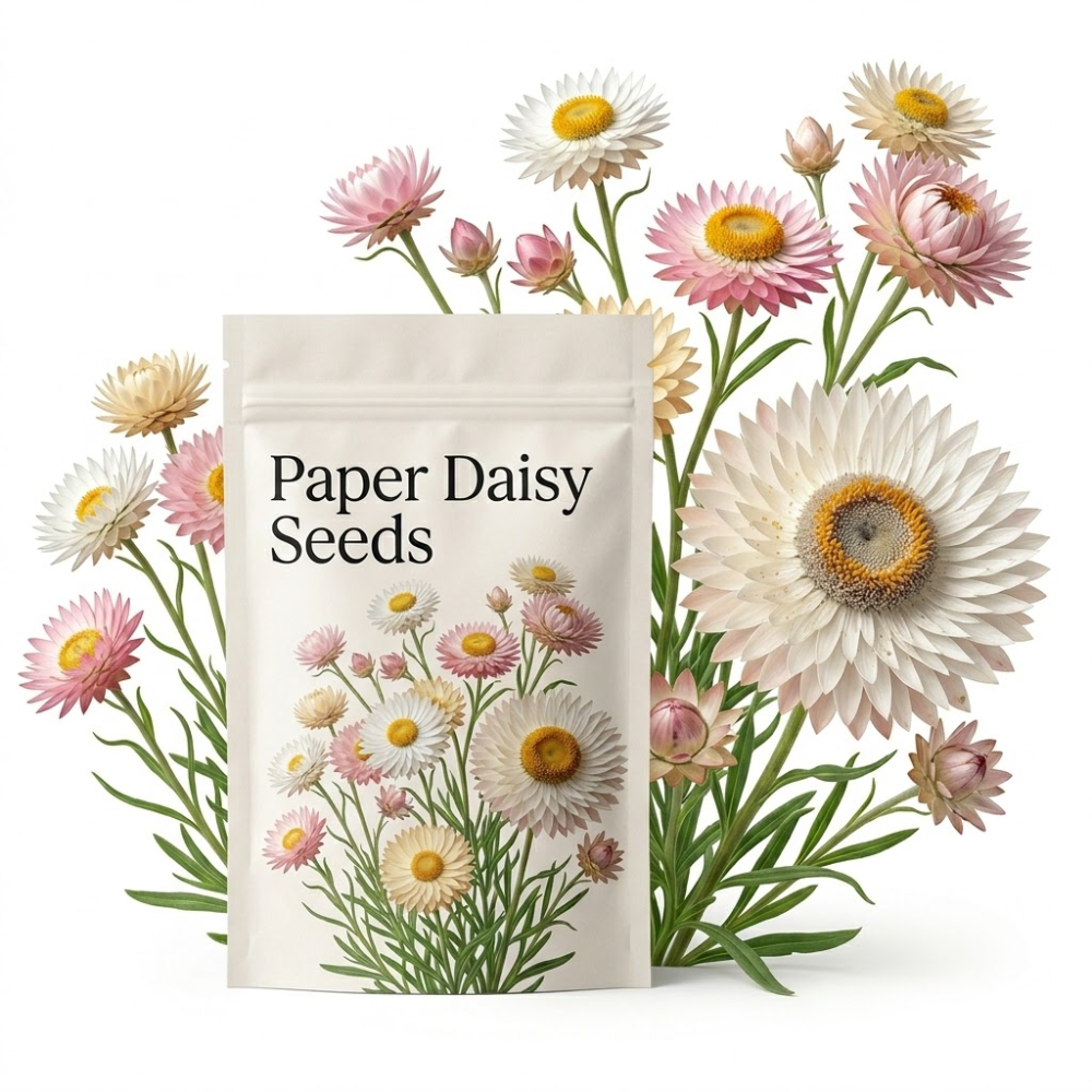 1000 Pcs Paper Daisy Seeds, Heirloom Strawflower Mix for Planting, Robust Fast-Growing Plants for Bright Sunlit Gardens & Floral Crafts