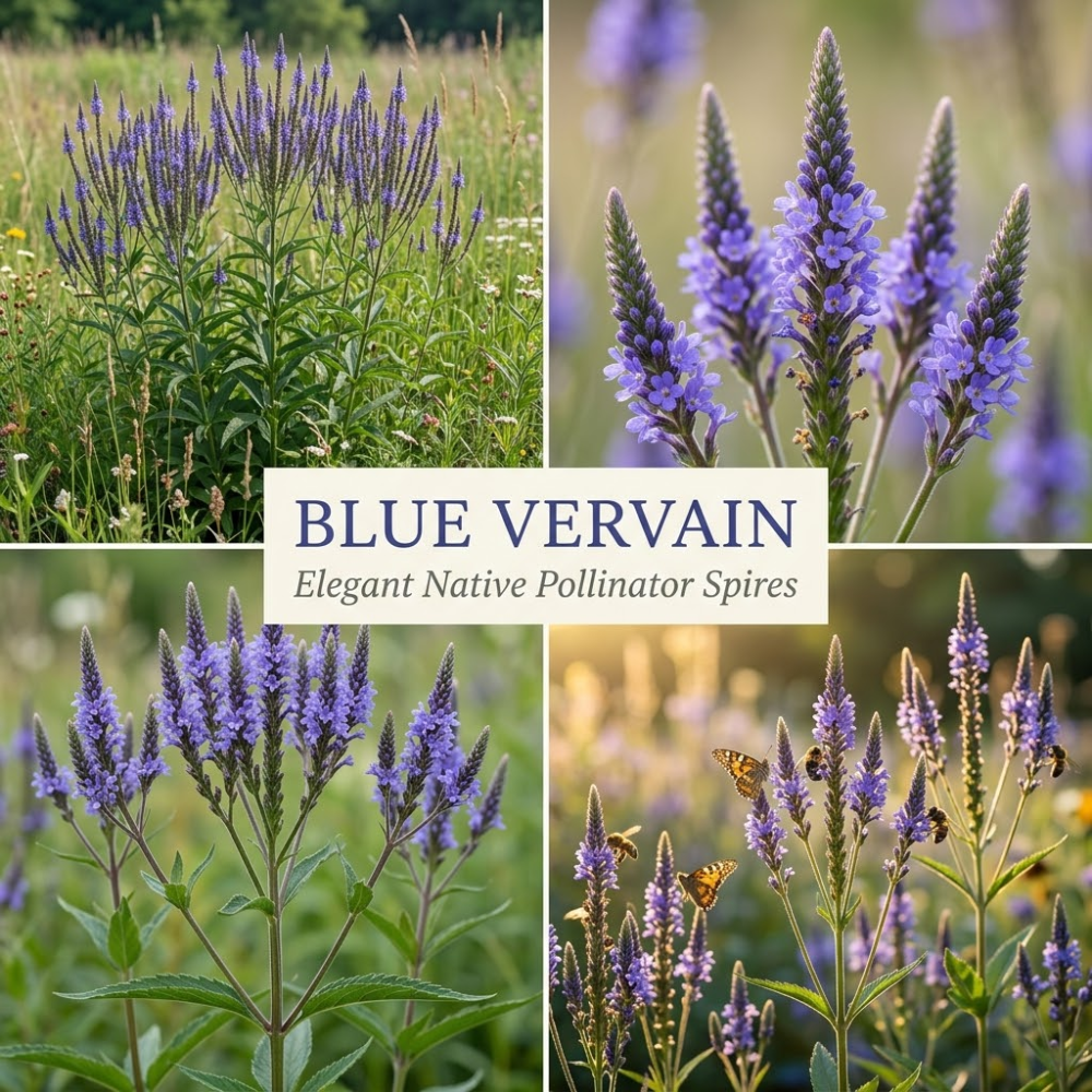 400 Pcs Blue Vervain Seeds, Heirloom Verbena Hastata for Planting, Fast-Growing Native Plants for Bright Sunlit Gardens & Pollinators