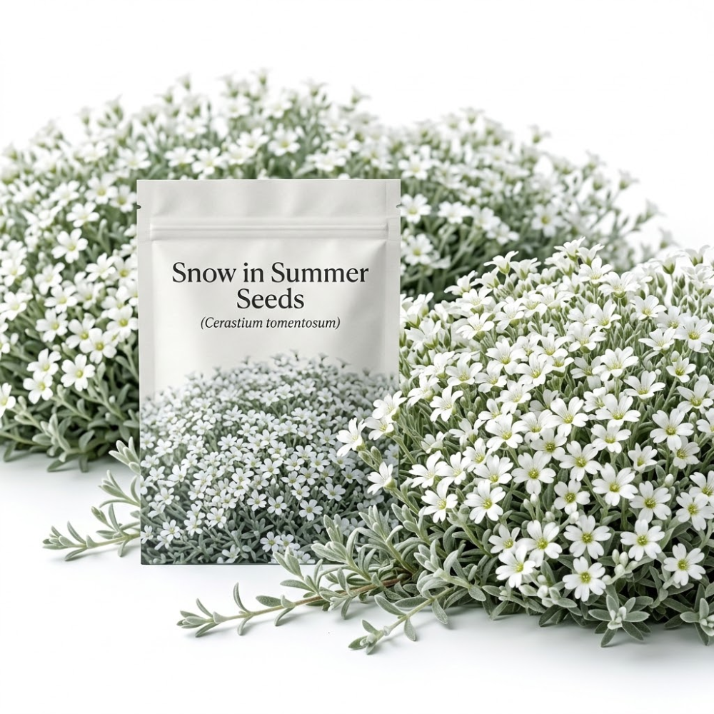 1000 Pcs Snow in Summer Seeds for Planting Outdoors, Grow Robust, Easy to Care Creeping White Flowers for Yard Borders