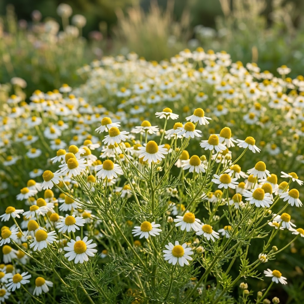 2 Packs German Chamomile Seeds (7000 Seeds), High Germination Herb Seeds for Planting,  Low Maintenance Aromatic Flowers for Sunlit Yard Borders
