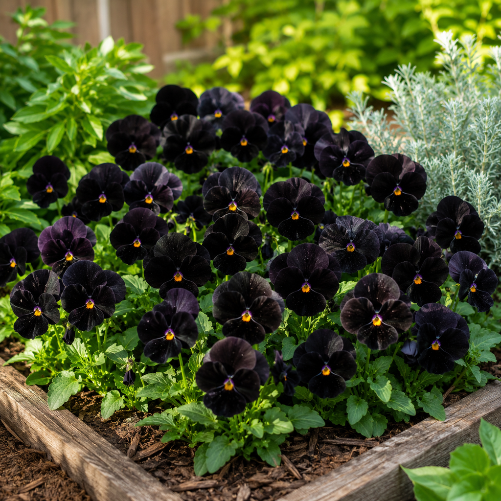 50 Sorbet Series Black Delight Viola Seeds, Non GMO, Heirlooms, Early Blooms Flowering Plants, for Containers, Garden Borders & Landscapes
