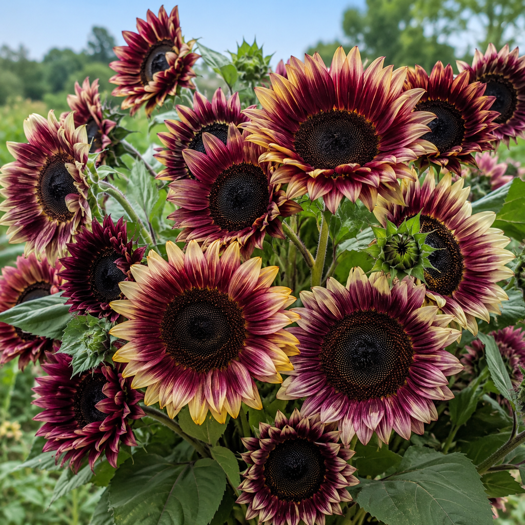 75 Rare Purple Procut Plum Sunflower Seeds, Non GMO, Easy Care, Spectacular Moody Purple-Rose & Dark Center Cut Flower, Ideal Choice for Modern Decor and Floral Arrangements