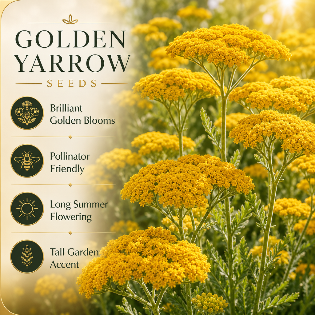 1500 Golden Yarrow Seeds, Non GMO, High Yield, Charming Long-Lasting Flower Accent, Perennial Flower Seeds, Perfect for Outdoor Spaces