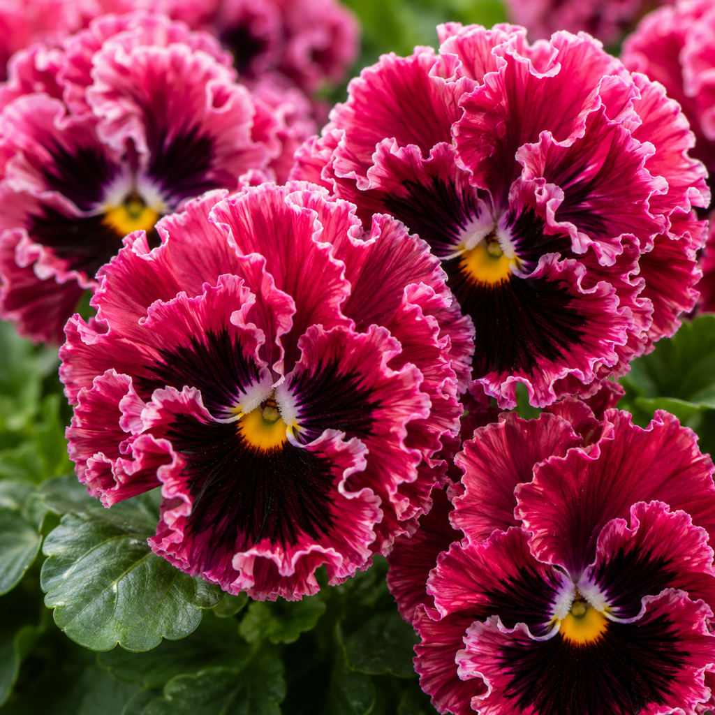 25 Frizzle Sizzle Pansy Seeds, Viola x wittrockiana, Non GMO, Easy to Grow, High-Yielding Fringed Blooms for Gorgeous Patio Pots and Window Boxes