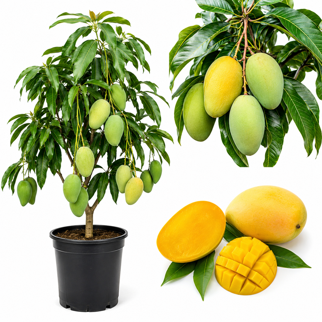 Mallika Mango Tree Live Plant | Fruit Tree 2.5–3 Ft Tall for Planting| Premium Tropical Mango Plant for Patio Containers, Yard Planting & Garden Landscapes (No Ship to CA,HI,AK)