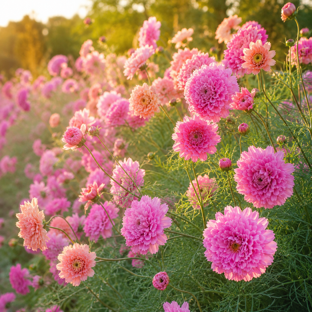 75 Double Click Rose Bonbon Cosmo Seeds, Non GMO, Fast Growing, Vibrant Pink Blooms, Ideal for Patios & Garden Accents