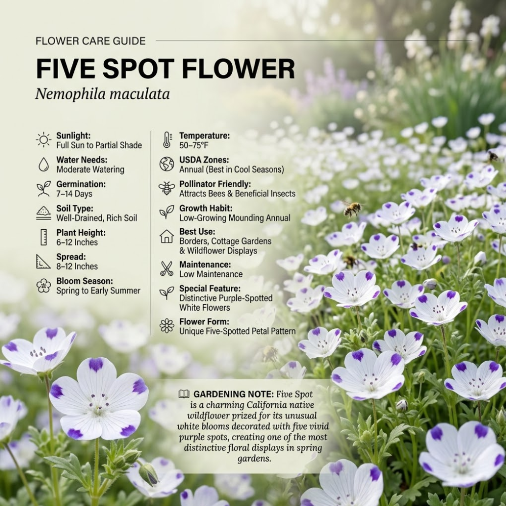 160 Pcs Five Spot Seeds for Planting Outdoors, Grow Robust, Easy to Care Creeping White Blooms with Purple Spots for Rock Gardens