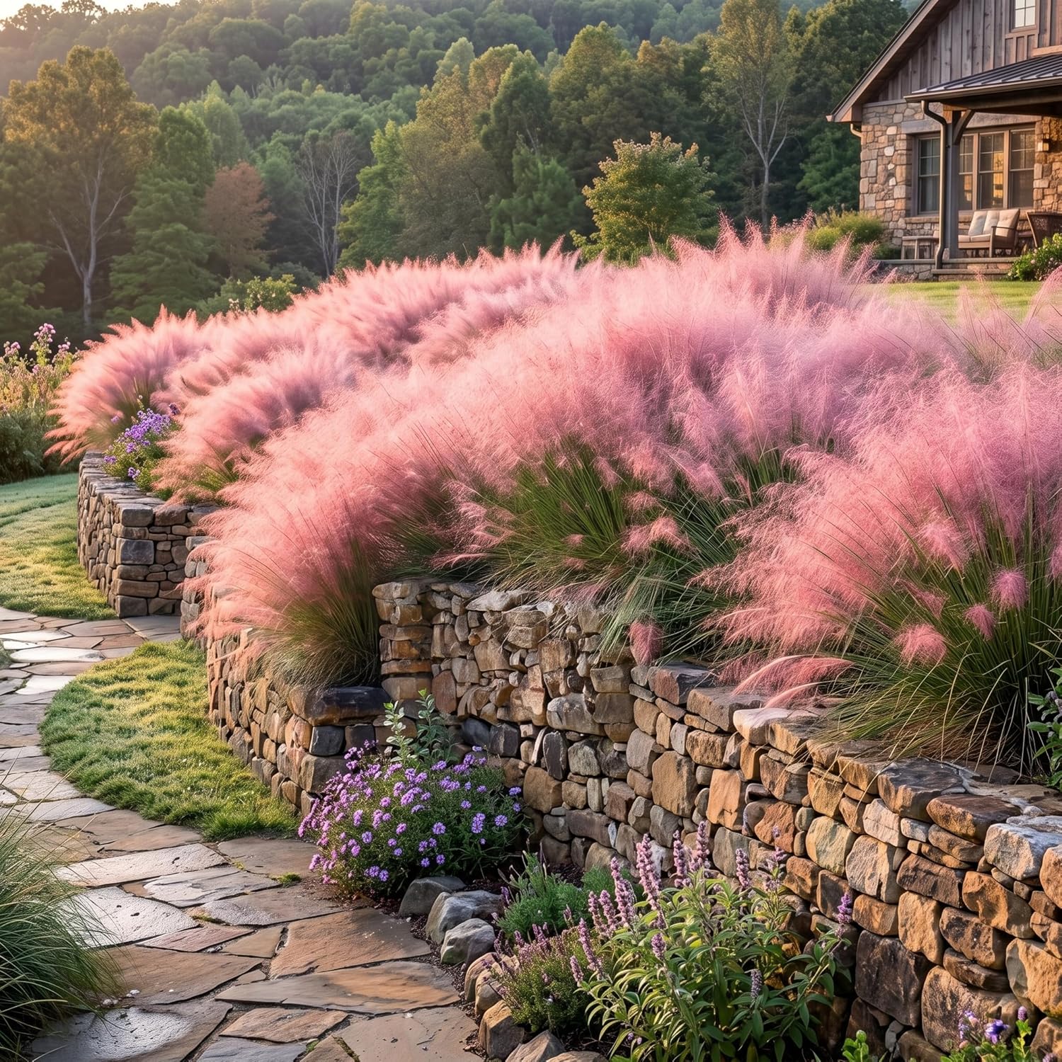 2 Pink Muhly Grass Live Plants, 4-Inch Height, Easy to Grow, Low Maintenance, Decorative Grasses with Soft Pink Flower for Garden Borders & Landscape Accents