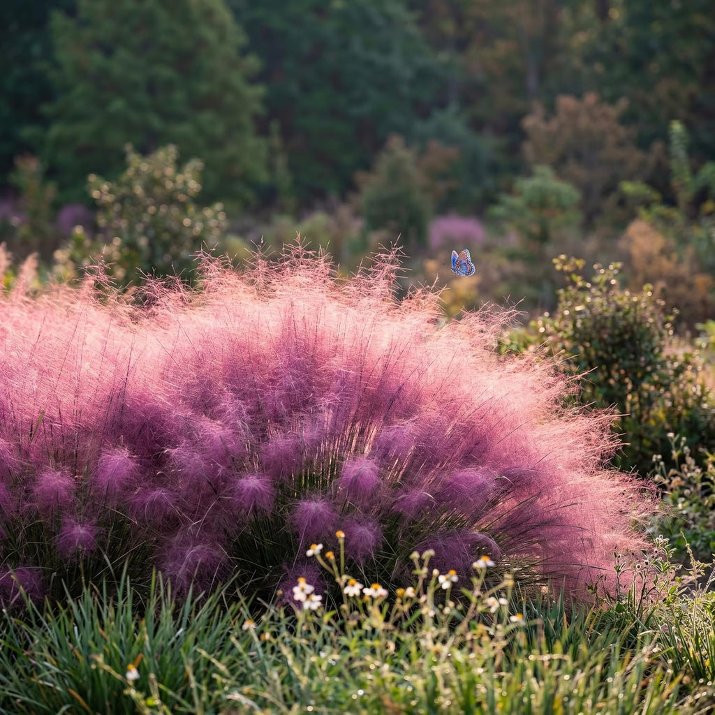 Pink Muhly Grass Plant, 4-Inch Tall, Drought Tolerant, Fast Growing, Tall Ornamental Grasses Live Plants Perennial, Full Sun Plants for Outside