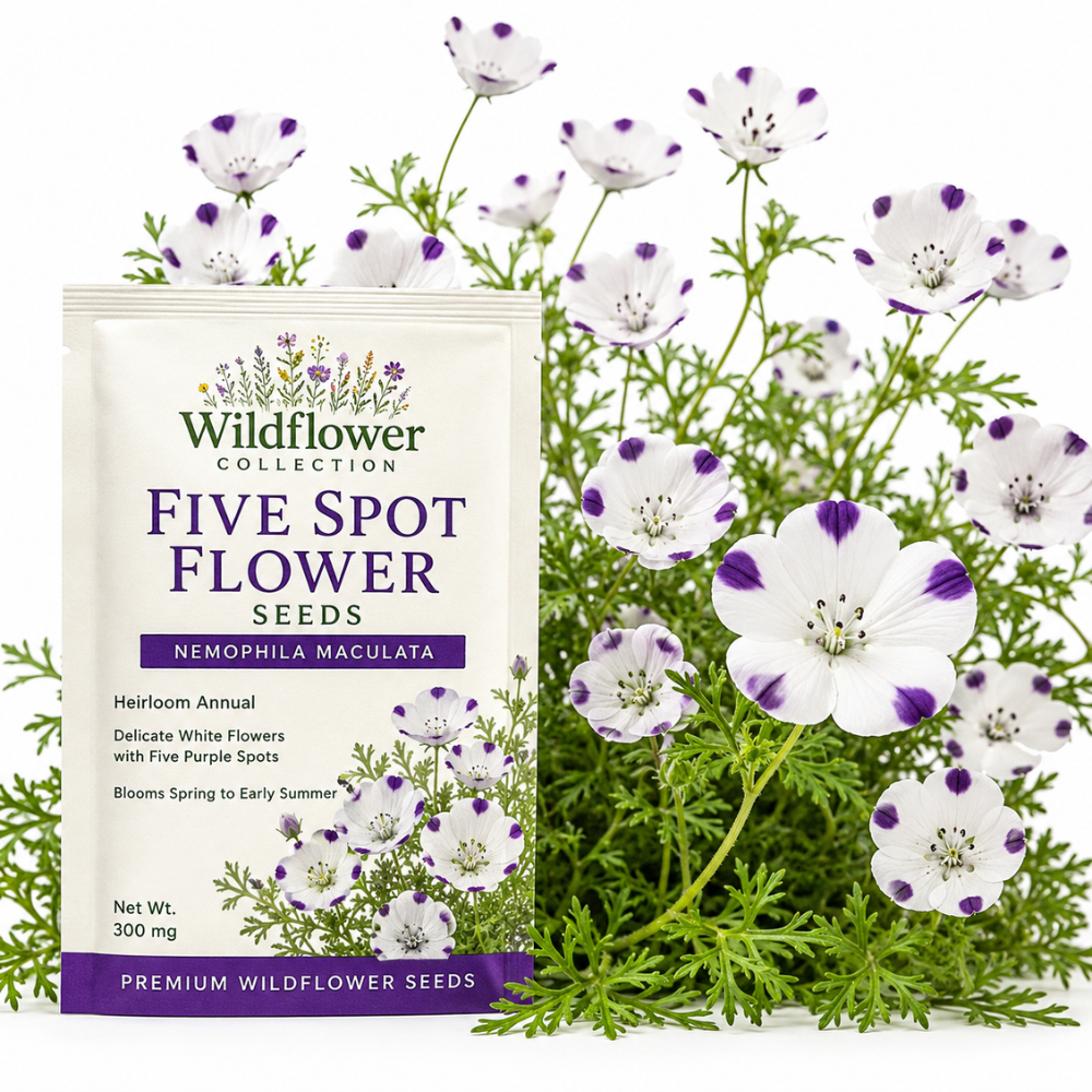 160 Pcs Five Spot Seeds for Planting Outdoors, Grow Robust, Easy to Care Creeping White Blooms with Purple Spots for Rock Gardens