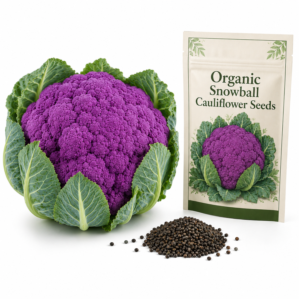 100 Purple Cauliflower Seeds (Brassica Oleracea), Non GMO, Fast Growing, Cold Hardy Backyard Vegetable Seed for Fall & Spring Gardens