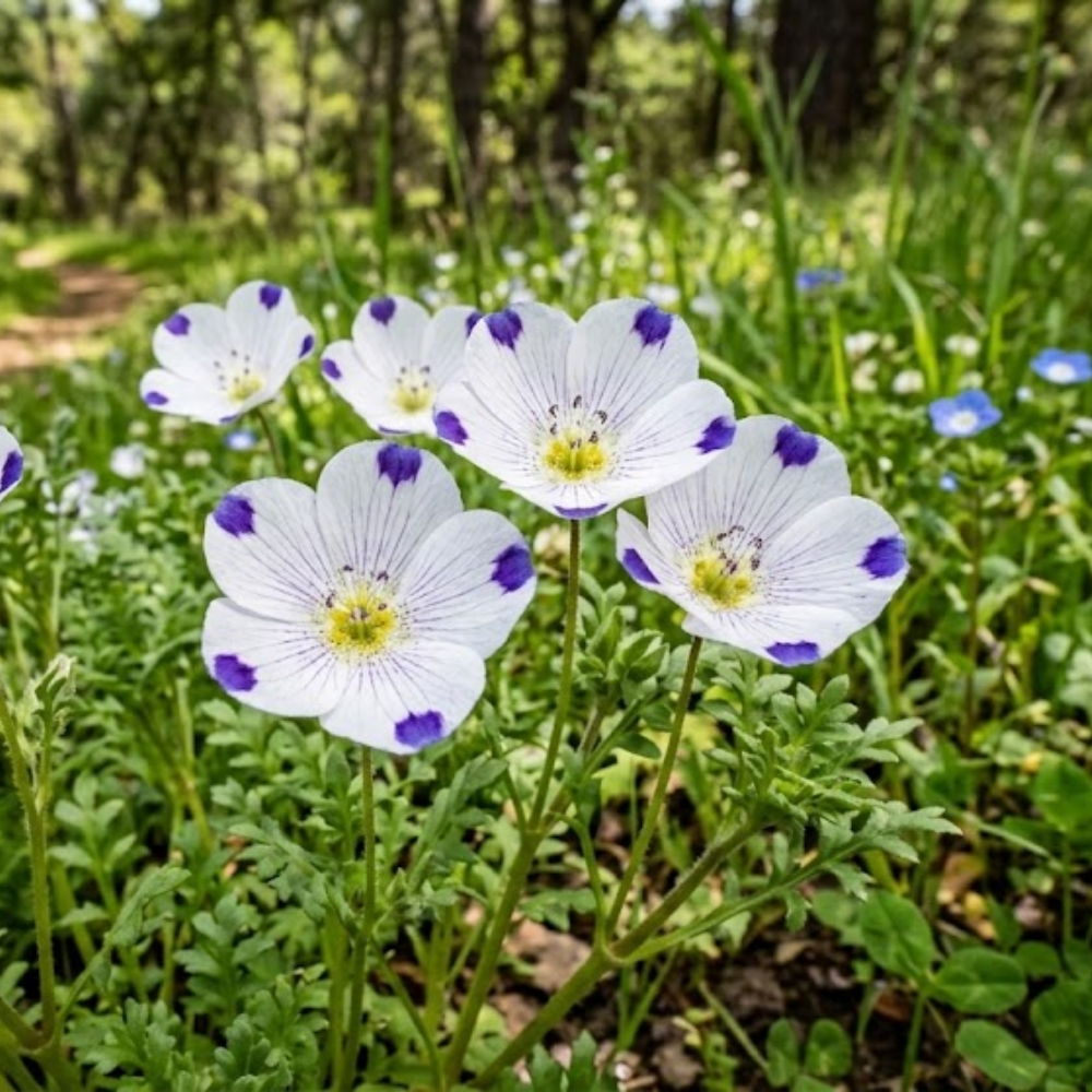 240 Pcs Heirloom Five Spot Seeds (Nemophila Maculata), Cool-Weather Plants, Grow Robust Patterned Blooms for Outdoor Landscapes