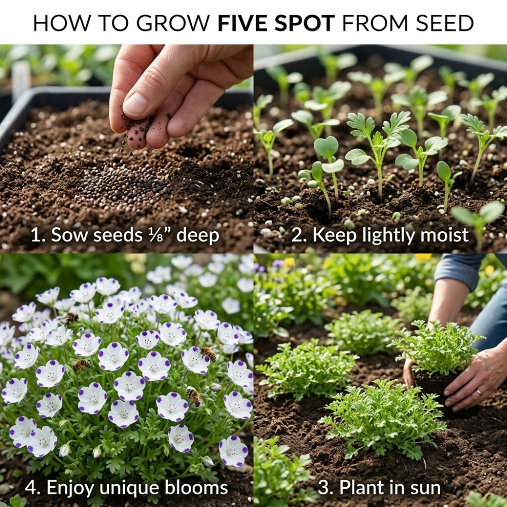 160 Pcs Five Spot Seeds for Planting Outdoors, Grow Robust, Easy to Care Creeping White Blooms with Purple Spots for Rock Gardens