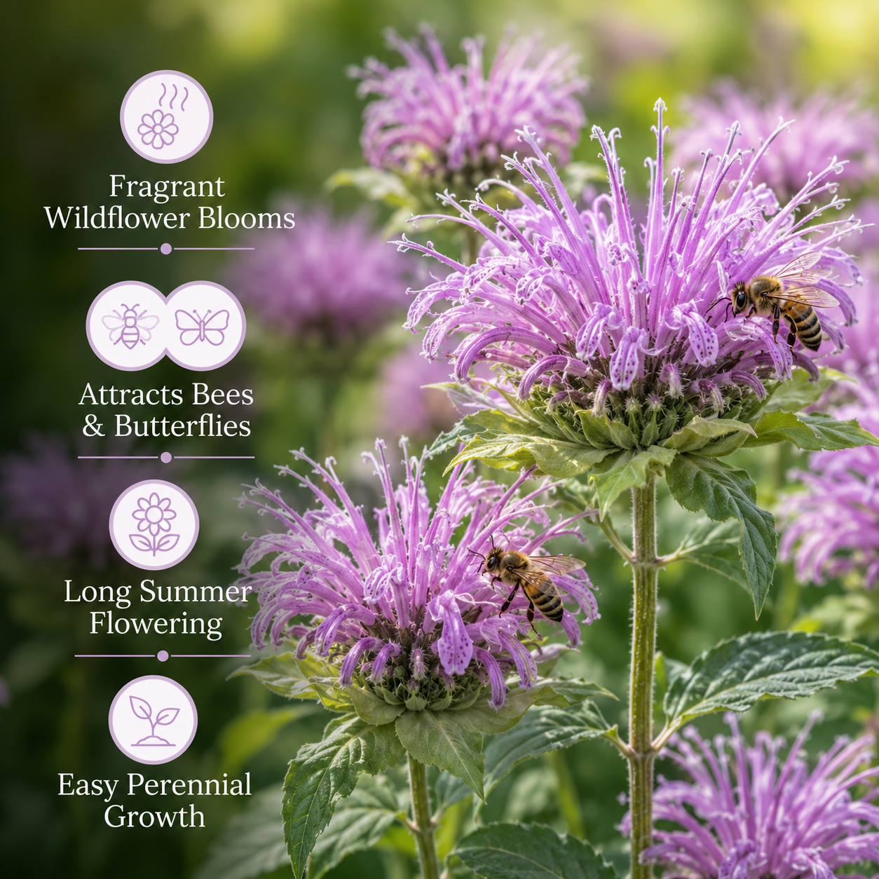 150 Wild Bergamot Seeds, Non GMO Beebalm Seeds, Hardy, Open Pollinated Perennial Flowers,