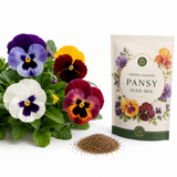 100 Swiss Giants Pansy Seeds Mix, Non GMO, Cold Hardy Flower Seeds, Long-Lasting, Vibrant Cool Season Blooms for Pots, Borders & Gardens